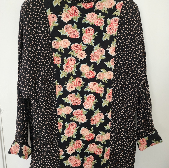 Vintage 90s Carole Little Oversized Pink Floral Blazer Oversized Crystal Beads - Picture 7 of 12